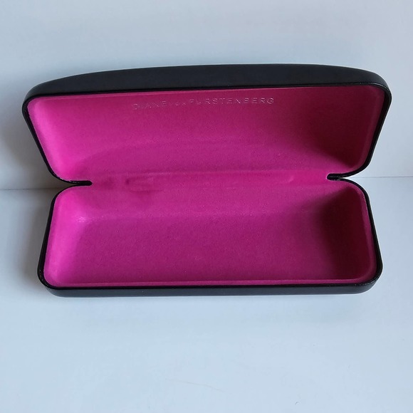 Diane Von Furstenburg Black Sunglasses Glasses Hard Clamshell Case 6.5" x 2" - Picture 6 of 8